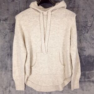 Madewell Sweater Womens XS Beige Hooded Kangaroo Pocket Alpaca Blend Soft Knit